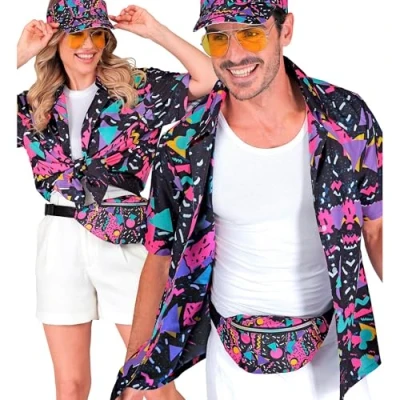 Afbeelding van Widmann Jaren 80 &amp; 90 Kostuum 80s Shirt Funky Festival Multicolour Multicolor XXL Carnavalskleding Verkleedkleding