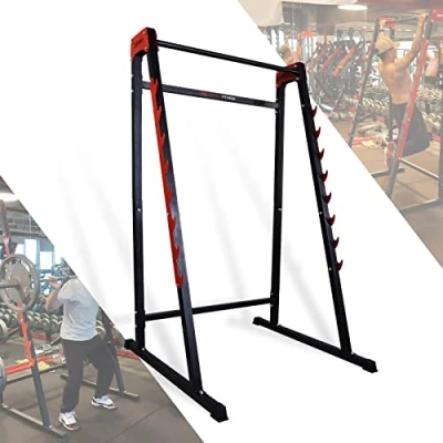 Afbeelding van ZERRO Squat Rack Multifunctionele lange halterstandaard, kniebuigstandaard met 8 traps haaklijst, tot 160 kg, halterhouder, halterhouder