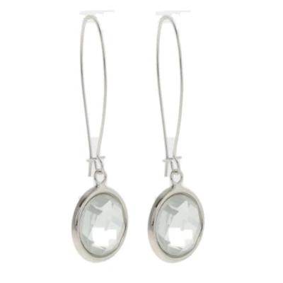 Afbeelding van Behave Oorbellen dames oorhangers zilver kleur rond met steen 5.5 cm