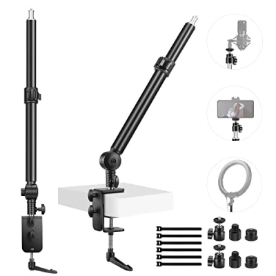 Afbeelding van NEEWER Camera Desk Mount Stand 225 Kantel &amp; 360 Draaibaar 17,7&quot; 24&quot; Tafelblad Desktop Light Verstelbare Tafeltop C Klem Ball Head Schroef voor Ring Licht DSLR Overhead Fotografie 2 Pack