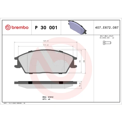Afbeelding van Brembo Remblokset P 30 001