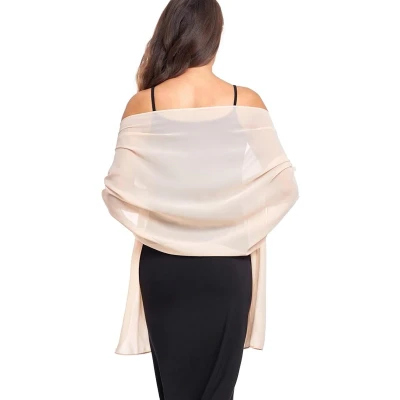 Afbeelding van sjaals Zachte chiffon Avondjurk Bruidssjaals voor dames Beige
