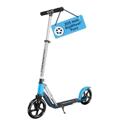 Afbeelding van HUDORA BigWheel 205 Pure Scooter step voor kinderen en volwassenen vanaf 6 jaar stadsstep tot 100 kg inklapbaar in hoogte verstelbaar blauw 14318