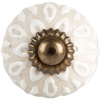 Afbeelding van Clayre &amp; Eef Deurknop Ø 3x3 cm Wit Keramiek