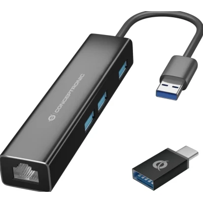 Afbeelding van Conceptronic DONN07BA interface hub USB 3.2 Gen 1 (3.1 1) Type A 5000 Mbit/s Zwart