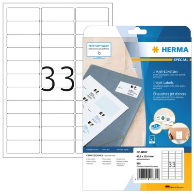 Afbeelding van Etiket HERMA 8837 63.5x25.4mm mat wit 825stuks