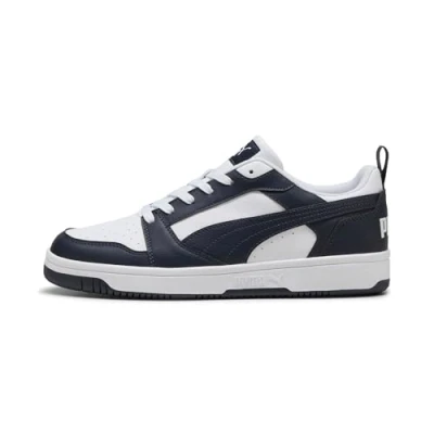 Afbeelding van Puma Unisex Rebound V6 Low Sneaker, Wit New Navy, 4.5 UK, Witte Nieuwe Marine, 37.5 EU
