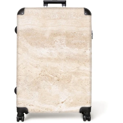 Afbeelding van NoBoringSuitcases.com® Koffer groot Reiskoffer lichtgewicht Marmer Beige Design Marmerlook Rolkoffer met 4 wielen Grote trolley XL 98 liter bagage