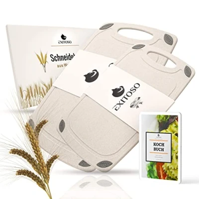 Afbeelding van EXITOSO Snijplank, antislip, vaatwasmachinebestendig, set van 2, snijplanken, snackplank, keukenplanken, snijonderlegger, planken, keukenplank, vlees, gastronomische snijplank professioneel