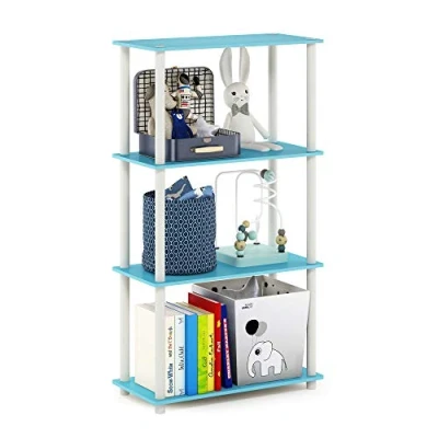Afbeelding van Furinno Turn N Tube 4 traps multifunctionele plank, lichtblauw/wit, 59,9 (breedte) x 109,9 (hoogte) 29,7 (diepte) cm