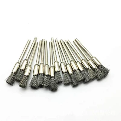 Afbeelding van 15 Stalen Wielborstel Schuurset voor Roterende Gereedschap Dremel Accessoires Kit, 3 Types, Zilver stks potlood draad borstel