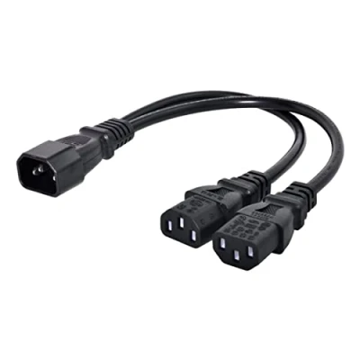 Afbeelding van chenyang IEC 320 Single C14 naar Dual C13 Stroomverlengkabel, computer &amp; monitor adapter, korte stroomverdelerkabel voor printers