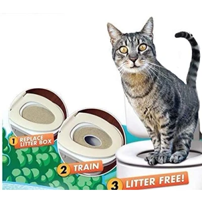 Afbeelding van The Magic Toy Shop Kat Toilet Seat Training Kit Kattenbak Potty Train Kitty Systeem met Catnip