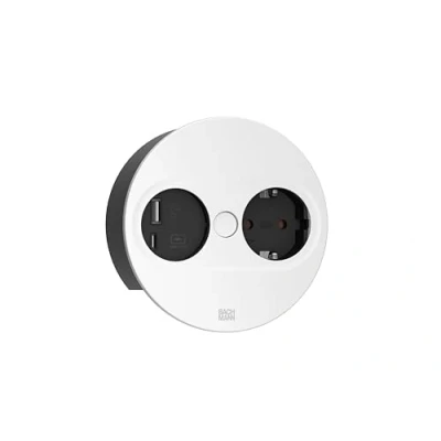 Afbeelding van Bachmann inbouw stopcontacten twist 2 1x 230v ra usb a c chrgr 2m montagestekker los bijgeleverd rond wit 946 204