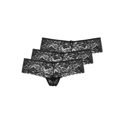 Afbeelding van Lascana Sliperia 3 PACK String, Dames, Maat: 32/34, Schwarz