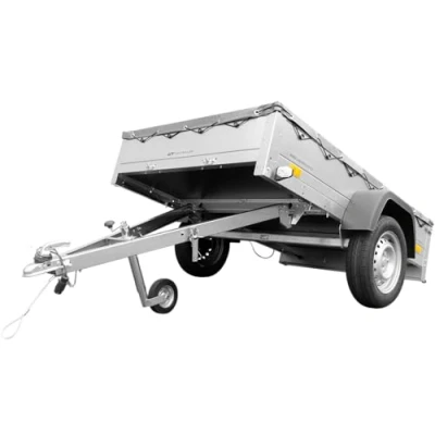 Afbeelding van UNITRAILER Garden Trailer 230 Kipp met steunwiel en dekzeil, grijs