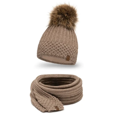 Afbeelding van Vivisence 7016 SET Sjaal, Dames, Maat: One Size, Beige