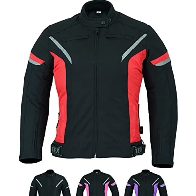 Afbeelding van Motorjas voor dames Waterdichte textiel Cordura jas met bescherming CE (EN 1621 1) Texpeed Rood XL