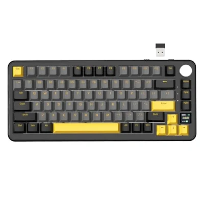 Afbeelding van ATTACK SHARK X85PRO Draadloos mechanisch toetsenbord met TFT display en knop, 75% QMK gamingtoetsenbord pakking, 2.4G/BT/USB C bedraad, hot swappable, 4000 mAh, NKRO, RGB (Zwart)