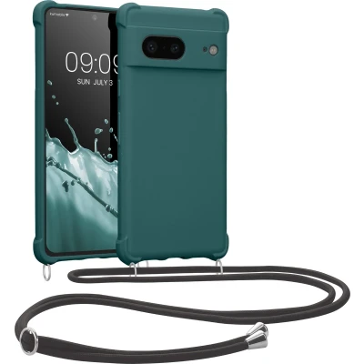Afbeelding van kwmobile telefoonhoesjegeschikt voor Google Pixel 7 Hoesje van siliconen met telefoonkoord In petrol