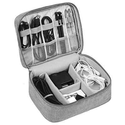 Afbeelding van Tas voor elektronische accessoires, organizer elektronica universele organizertas kabels, grijs