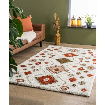Afbeelding van Hoogpolig Vloerkleed Bohemian Artisan Wit/multi 60x110 Cm