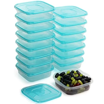 Afbeelding van Freshly Contained Vierkant Plastic Voedsel Containers (16 Pak) 710 ml BPA Vrij Herbruikbare Opslag Dozen met Deksels Magnetron, Diepvries en Vaatwasserbestendig Luchtdichte Bakjes/Lunchtrommels