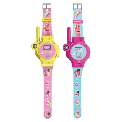 Afbeelding van Lexibook, Barbie, Walkie Talkies Horloge, 2 stuks, Bereik tot 200m, Zaklamp, Kompas, Oplaadbaar, Roze, DMWTW1BB
