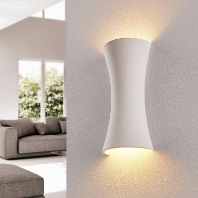Afbeelding van Lindby wandlamp 2 lichts gips, metaal H: 30 cm E14 wit