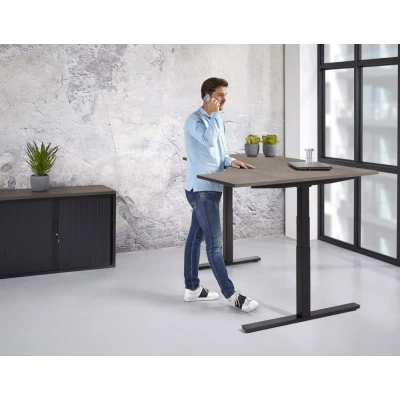 Afbeelding van Elektrische zit sta hoek wingbureau Teez breed 160CM diep 120CM bladkleur Speciale Kleur framekleur Antraciet (Ral 7016) wingzijde Links