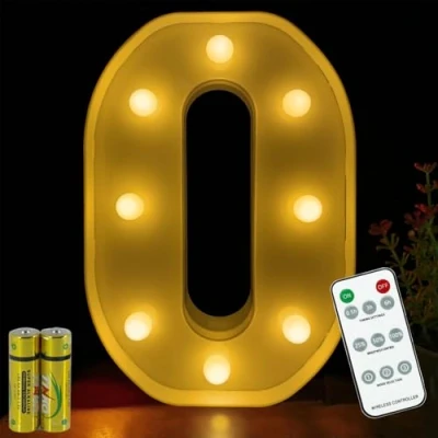 Afbeelding van HONPHIER Letterverlichting Letterlamp Afstandsbediening Alfabetlamp LED Letterlicht Verlichte letters Nachtverlichting Decoratie voor verjaardagsfeestje Bruiloft (O)
