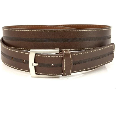 Afbeelding van JV Belts Middenbruine heren vrijetijdsriem riem 3.5 cm breed Midden Bruin Echt Leer Taille: 120cm Totale lengte riem: 135cm