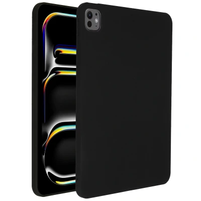 Afbeelding van Apple iPad Pro 11 (2024) M4 Hoes: Accezz Liquid Silicone Backcover met penhouder Softcase,Backcover Zwart Siliconen En TPU (zacht) Tablet