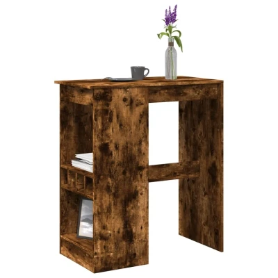 Afbeelding van vidaXL Bartafel met rekken 90x47,5x103,5 cm bewerkt hout gerookt eiken