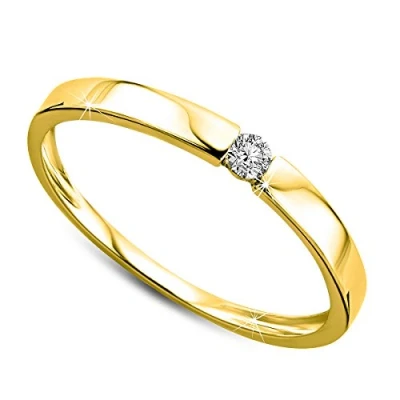 Afbeelding van OROVI Verlovingsring voor dames, gouden solitaire ring, diamantring, 9 karaat (375), briljant, 0,05 ct witgoud of geelgoud, ring met diamanten, Goud, Diamant