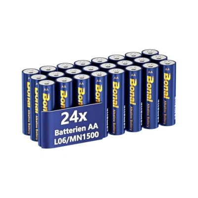 Afbeelding van BONAI Longlife Alkalinebatterijen AA (24 stuks) 1,5 V Mignon LR06 batterij, krachtig, ideaal voor wekker, koortsthermometer, decoratieve lampen en andere apparaten met een hoge energiebehoefte