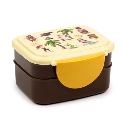 Afbeelding van Jolly Rogers Pirates Cclip Lock Stacked Bento Lunch Box with Cutlery Lunchdoos Piraten Height 9cm Width 15.5cm Depth 14cm 12.5x3cm
