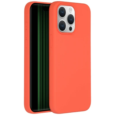 Afbeelding van Apple iPhone 15 Pro Max Hoesje Siliconen en TPU (zacht) Accezz Softcase/Backcover Oranje Telefoonhoesje