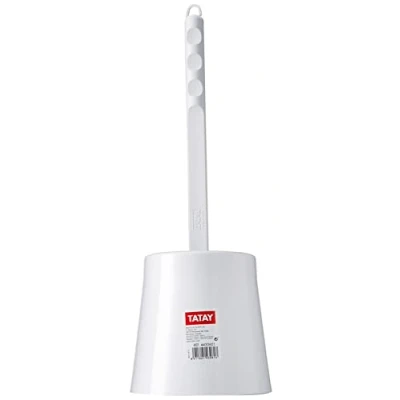 Afbeelding van Toiletborstel, polypropyleen, BPA vrij, Made in Spain. Witte kleur. Afmetingen: 14 x 40,5 cm