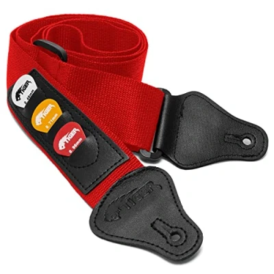 Afbeelding van TIGER Gitaarband met Plectrum Houders Rood