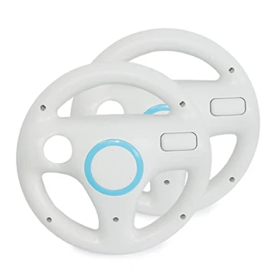 Afbeelding van smardy 2x Stuurwiel compatibel met Nintendo Wii Controllers Racing Wheel wit voor Mario Kart Game