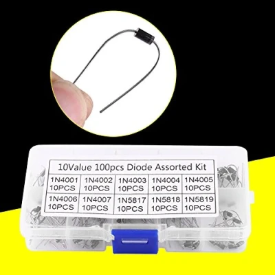 Afbeelding van 100st 10Values ​​Gelijkrichter Diode Assortiment Elektronische Kit met Doos 10 Soorten 1N4001 1N4007 1N5817 1N5819