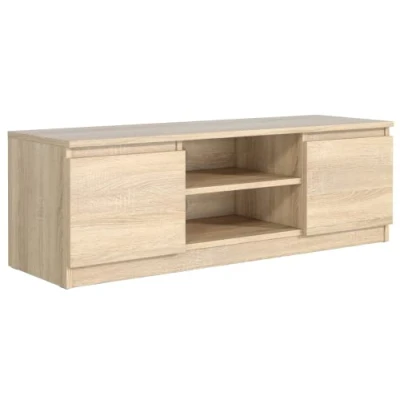 Afbeelding van TV Kast Sonoma Eiken Mat met 2 Planken en deuren, 120 cm, meubel, Lowboard, Televisietafel voor Televisie, Televisiekast, Woonkamer