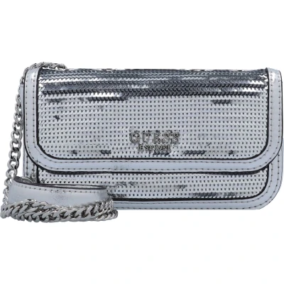 Afbeelding van GUESS Schoudertas Handtas Kaska Mini Convertible Crossbody Flap Silver Zilverkleurig
