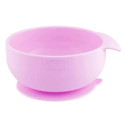 Afbeelding van Chicco Easy Siliconen Kom met Zuignap voor Baby&#039;s Zacht Babybord Magnetron en Vaatwasmachinebestendig 6+ Maanden Roze