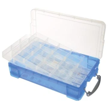 Afbeelding van Really Useful Box Opbergdoos 4 Liter Met 2 Dividers, Transparant Blauw