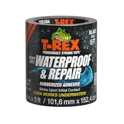 Afbeelding van Grootte van de waterdichte T Rex tape: 101 mm x 152 mm, met R Flex technologie. Een sterke tape die onder water werkt, verzegelt en repareert lekken zwart.