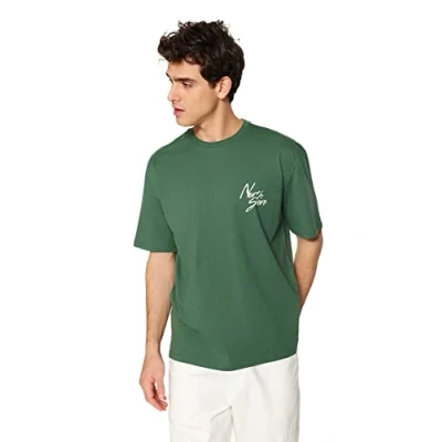 Afbeelding van Trendyol Claretrood Oversized/Wijd Gesneden T Shirt Van 100% Katoen Met Tekstprint Tmnss20Ts1099