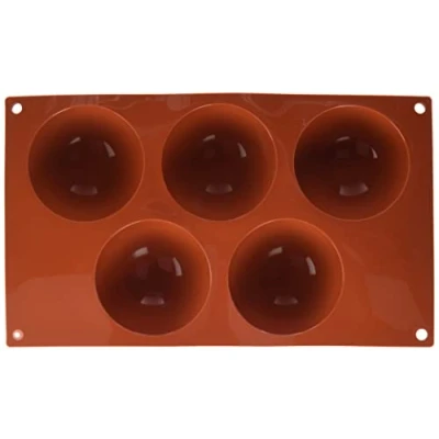Afbeelding van Silikomart terracotta siliconflex artikel nr.5 halve bollen ø80 mm h 40 in polyzak + clas