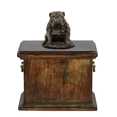 Afbeelding van Art Dog Custom Sitting Statue Memorial Urn Handgemaakt Koudgegoten Brons op Berkenbasis Stevige en Stijlvolle voor Hondenas 29x21x38cm Buldog (zittend)